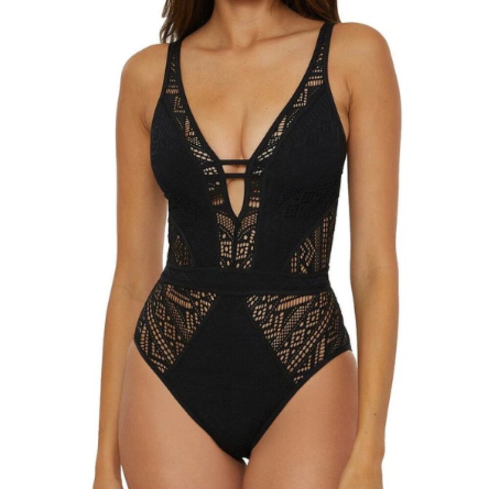 Becca | Women's Black Color Play Plunge One Piece Swimsuit